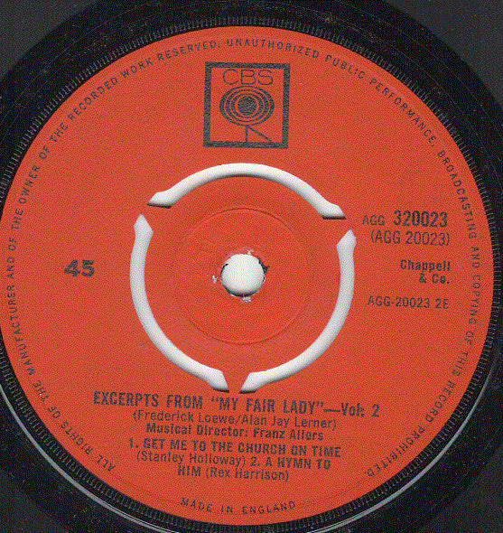 Rex Harrison, Julie Andrews With Stanley Holloway Book And Lyrics By Alan Jay Lerner Music By Frederick Loewe : Excerpts From "My Fair Lady" - Volume 2 (7", EP)