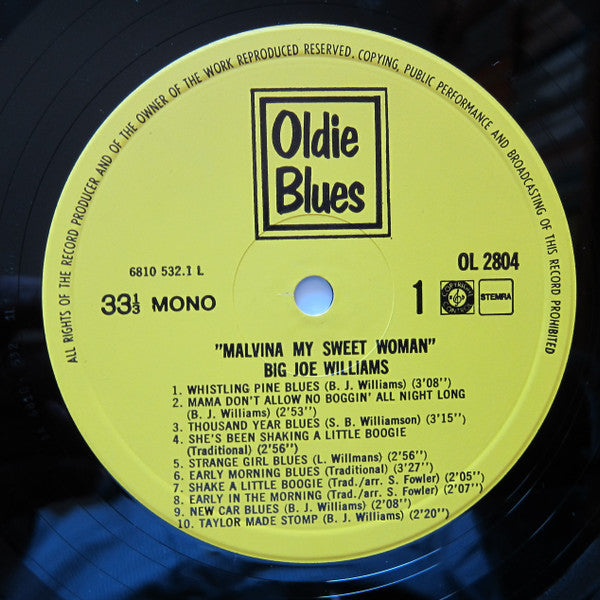 Big Joe Williams : Malvina My Sweet Woman (LP, Mono + Box, Album)