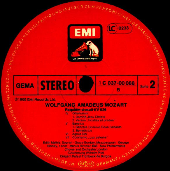 Wolfgang Amadeus Mozart - Edith Mathis, Grace Bumbry, George Shirley, Marius Rintzler, New Philharmonia Chorus And New Philharmonia Orchestra, Rafael Frühbeck De Burgos : Requiem D-Moll KV 626 (LP, Album)