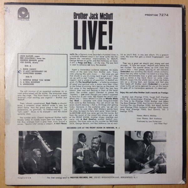 Brother Jack McDuff : Live! (LP, Mono, RE)