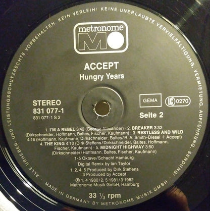 Accept : Hungry Years (LP, Comp)