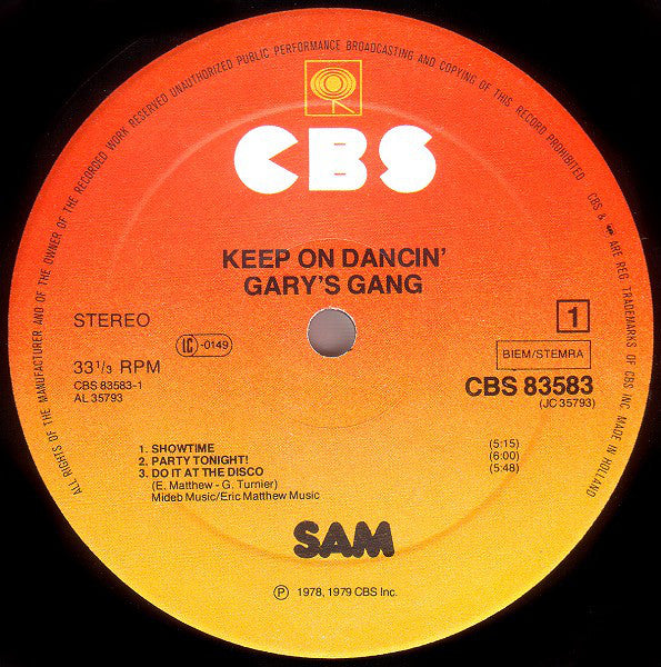 Gary's Gang : Keep On Dancin' (LP, Album)