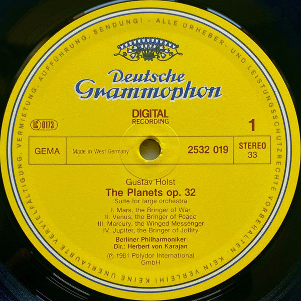 Gustav Holst, Berliner Philharmoniker · Herbert von Karajan : The Planets (LP, Dig)