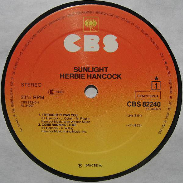 Herbie Hancock : Sunlight (LP, Album)