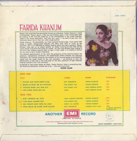 Farida Khanum : Vol. 1 (LP, Comp, Mono)