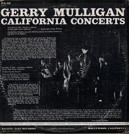 Gerry Mulligan Featuring Zoot Sims & Bob Brookmeyer : California Concerts (LP, Album, Comp, RE)