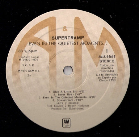 Supertramp : Even In The Quietest Moments... (LP, Album)