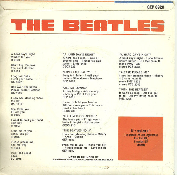 The Beatles : A Hard Day's Night (7", EP)