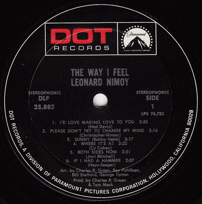 Leonard Nimoy : The Way I Feel (LP, Album, Mon)