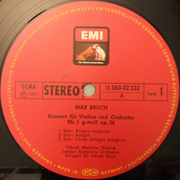Max Bruch - Yehudi Menuhin, London Symphony Orchestra, Sir Adrian Boult : Two Violin Concertos - No. 1 In G Minor / No. 2 In D Minor (LP)