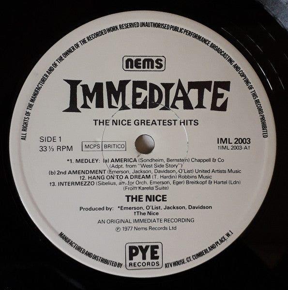 The Nice : Greatest Hits (LP, Comp, Pye)