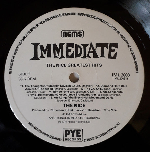 The Nice : Greatest Hits (LP, Comp, Pye)