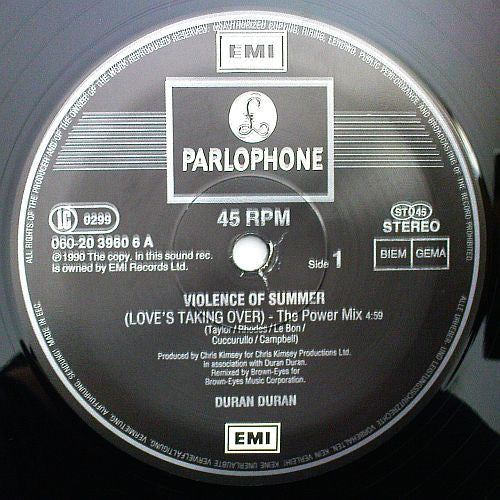 Duran Duran : Violence Of Summer (Love's Taking Over) (12", Maxi, M/Print)