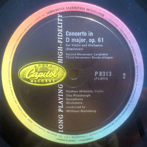 Ludwig van Beethoven : Nathan Milstein with Pittsburgh Symphony Orchestra conducted by William Steinberg : Concerto In D Major For Violin And Orchestra, Op  61 (LP, Mono)
