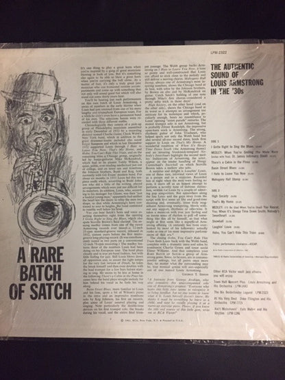 Louis Armstrong : A Rare Batch Of Satch (The Authentic Sound Of Louis Armstrong In The '30s) (LP, Comp, Mono)