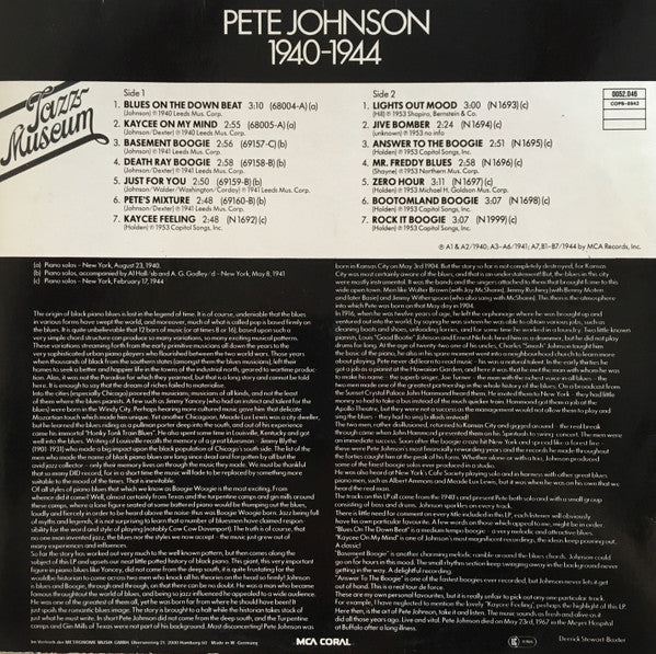 Pete Johnson : Pete Johnson 1940-1944 (The Boogie King) (LP, Comp)