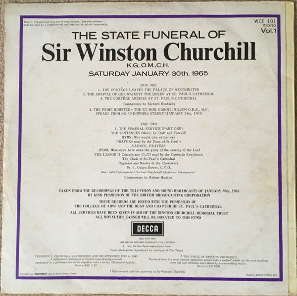 No Artist : The State Funeral Of Sir Winston Churchill Volume 1 (LP)