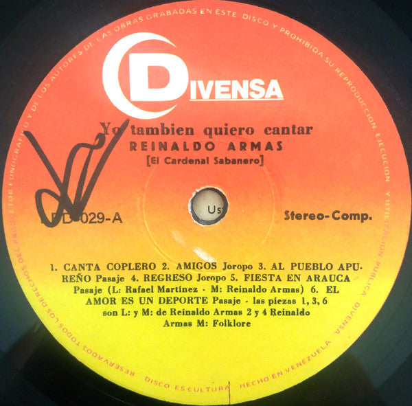 Reynaldo Armas : Yo Tambien Quiero Cantar (LP, Album)