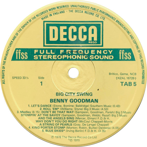 Benny Goodman : Big City Swing (LP, Comp)