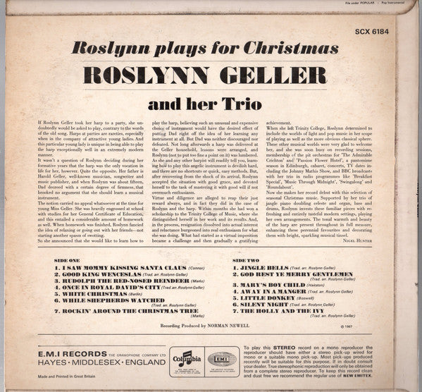 Roslynn Geller : Roslynn Plays For Christmas (LP, Album)