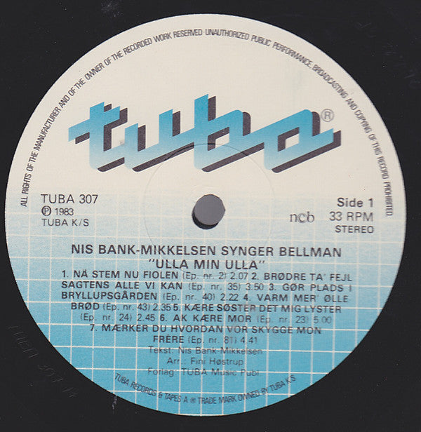 Nis Bank-Mikkelsen Synger Carl Michael Bellman : Ulla Min Ulla (LP, Album)