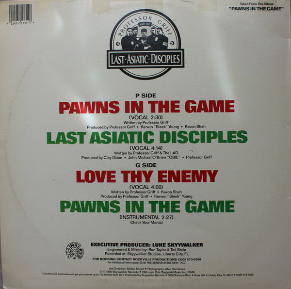 Professor Griff And The Last Asiatic Disciples : Pawns In The Game (12", Maxi)