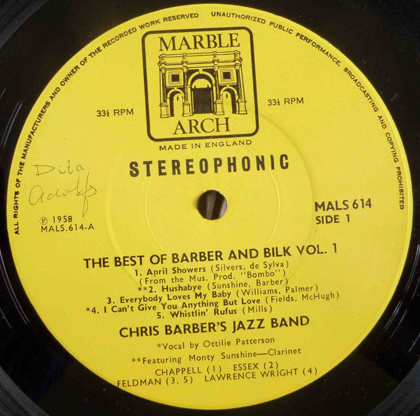 Chris Barber & Acker Bilk : The Best Of Barber & Bilk - Volume One (LP, Comp)