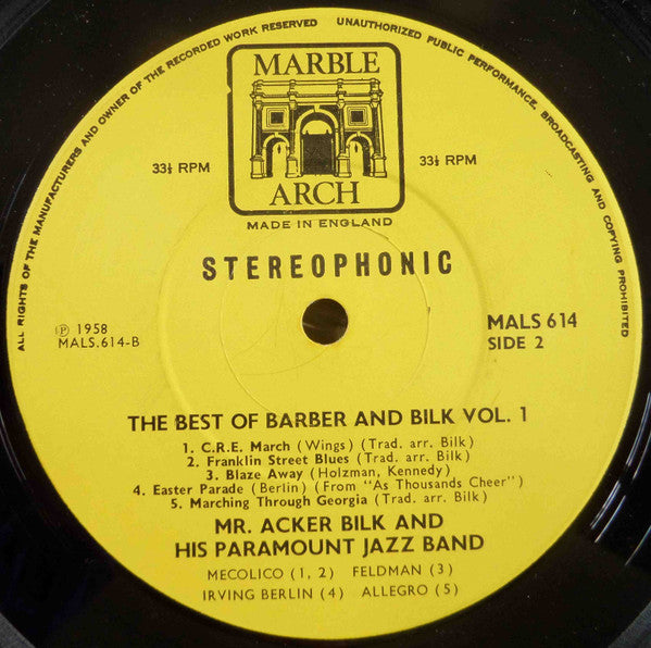 Chris Barber & Acker Bilk : The Best Of Barber & Bilk - Volume One (LP, Comp)