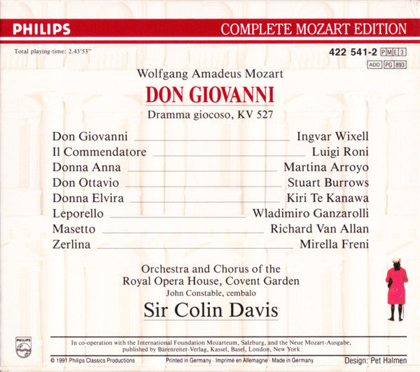 Wolfgang Amadeus Mozart - Sir Colin Davis : Don Giovanni - Dramma Giocoso, KV 527 (3xCD, Album, RE, RM + Box, Sli)