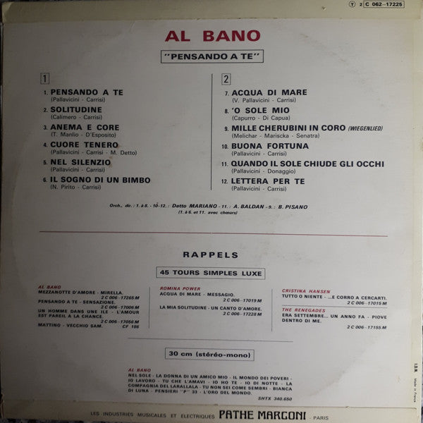 Al Bano Carrisi : Pensando A Te (LP, Album)
