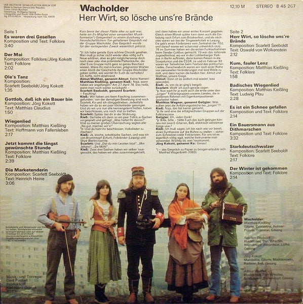 Wacholder : Herr Wirt, So Lösche Uns're Brände (LP, Album)