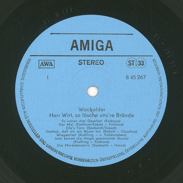 Wacholder : Herr Wirt, So Lösche Uns're Brände (LP, Album)