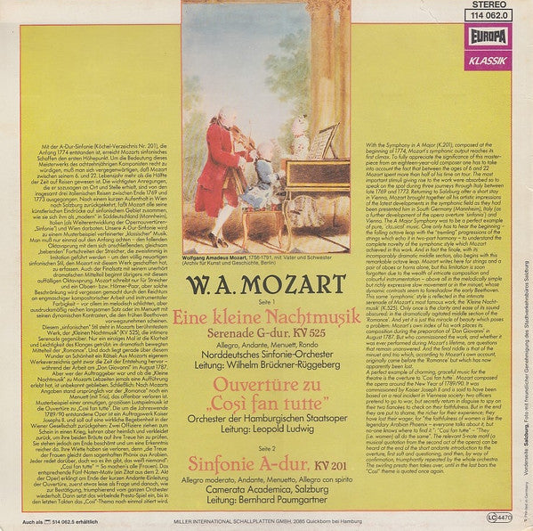 Wolfgang Amadeus Mozart : Eine Kleine Nachtmusik (LP, Album)