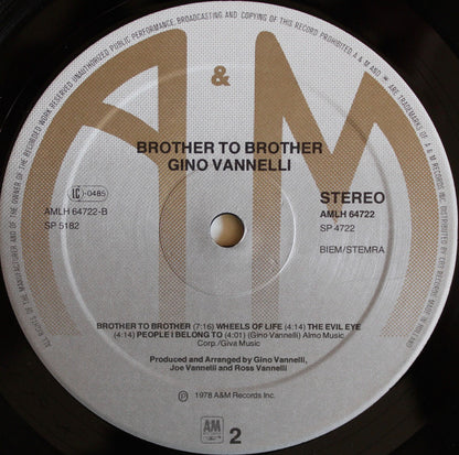 Gino Vannelli : Brother To Brother (LP, Album, Gat)