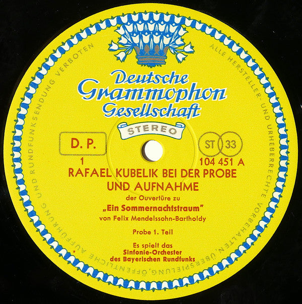 Felix Mendelssohn-Bartholdy – Rafael Kubelik, Symphonie-Orchester Des Bayerischen Rundfunks : Den Freunden Unseres Hauses Einen Musikalischen Gruß Zum Jahreswechsel 1965/66 (LP, Promo, Gat)