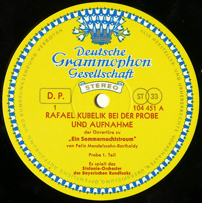 Felix Mendelssohn-Bartholdy – Rafael Kubelik, Symphonie-Orchester Des Bayerischen Rundfunks : Den Freunden Unseres Hauses Einen Musikalischen Gruß Zum Jahreswechsel 1965/66 (LP, Promo, Gat)