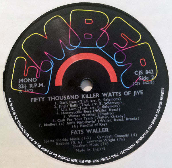 Fats Waller : 50,000 Killer-Watts Of Jive (LP, Album, Comp, Mono, RM)