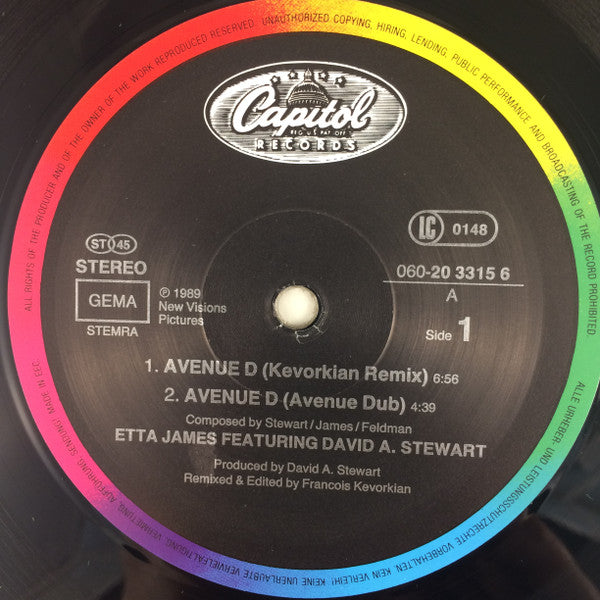 Etta James featuring David A. Stewart : Avenue D (From The Original Motion Picture Soundtrack "Rooftops") (12")