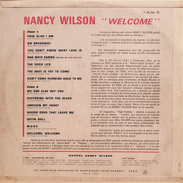 Nancy Wilson : Welcome (LP, Comp)