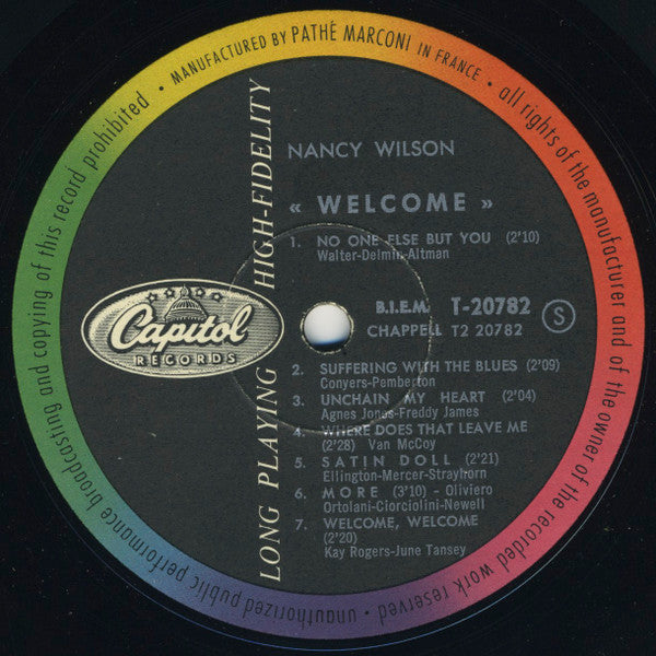 Nancy Wilson : Welcome (LP, Comp)