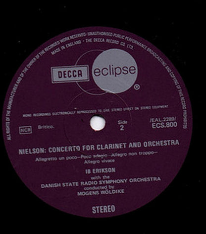 Carl Nielsen, Gilbert Jespersen ∙ Ib Erikson, Statsradiofoniens Symfoniorkester, Thomas Jensen : Clarinet Concerto ∙ Flute Concerto (LP, RE, RM)