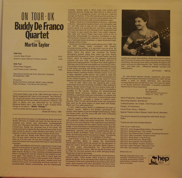 Buddy DeFranco Quartet Featuring Martin Taylor : On Tour - UK (LP)