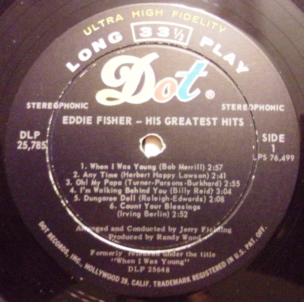 Eddie Fisher : His Greatest Hits (LP, RE)