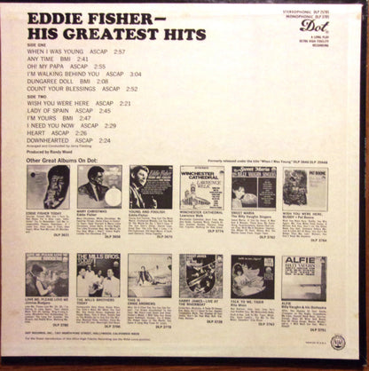 Eddie Fisher : His Greatest Hits (LP, RE)
