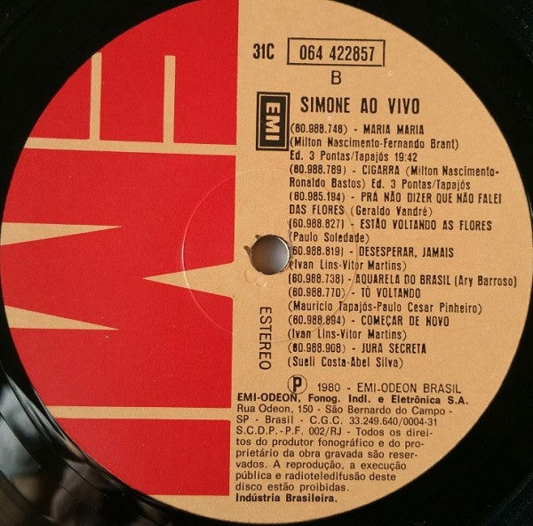 Simone (3) : Ao Vivo (LP, Album)