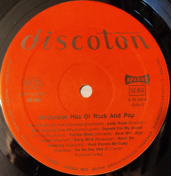 Various : 20 Golden Hits Of Rock And Pop (LP, Comp, Club)