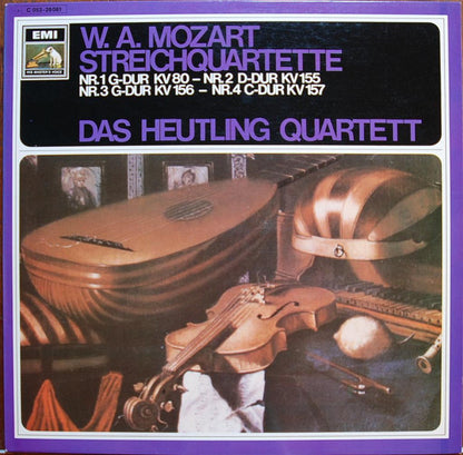 Wolfgang Amadeus Mozart - Heutling-Quartett : Streichquartette  Nr.1 G-Dur KV80 - Nr.2 D-Dur KV 155 - Nr.3 G-Dur KV 156 - Nr.4 C-Dur KV 157 (LP)