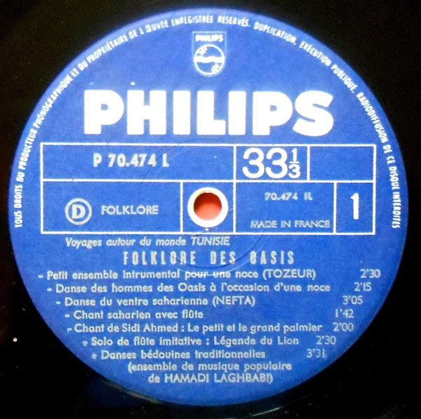 Ensemble De Musique Populaire De Hamadi Laghbadi : Tunisie (LP, Album, Mono)