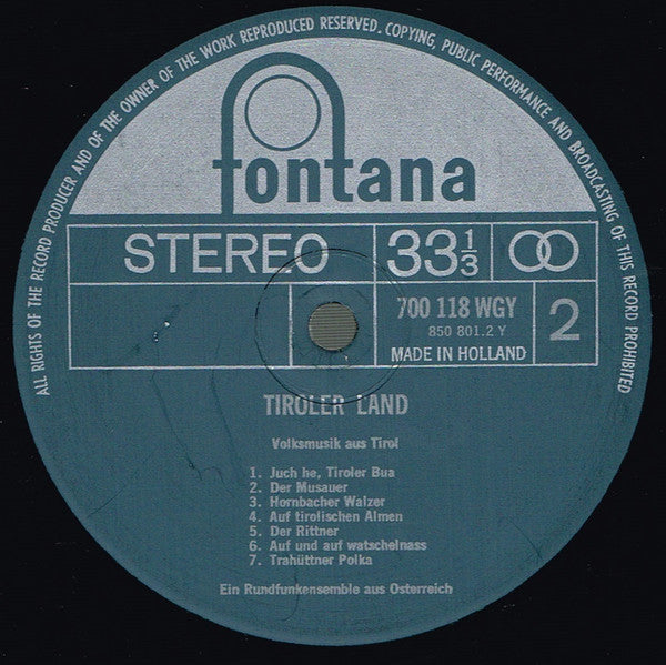 Unknown Artist : Tiroler Land (LP)