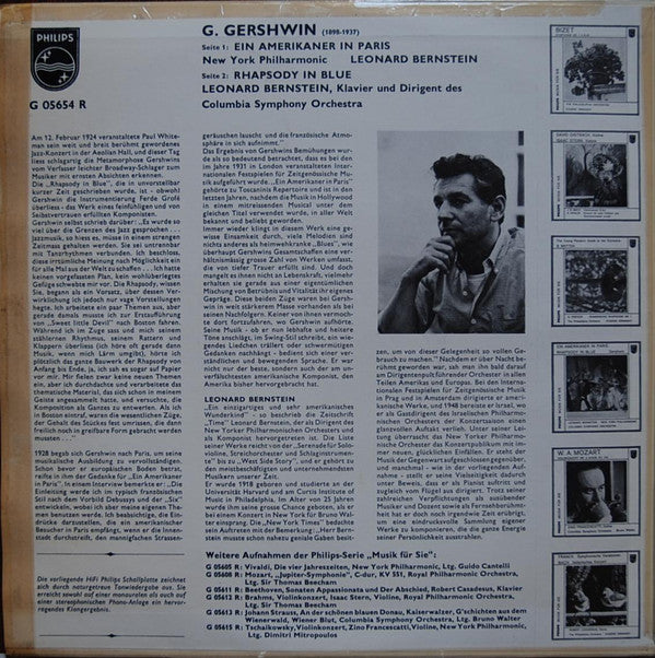 George Gershwin, New York Philharmonic, Columbia Symphony Orchestra, Leonard Bernstein : Ein Amerikaner In Paris / Rhapsody In Blue (10", Comp, Mono)